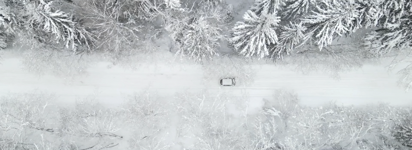 Plappermaul Referenz - Winter Auto auf Schneestraße